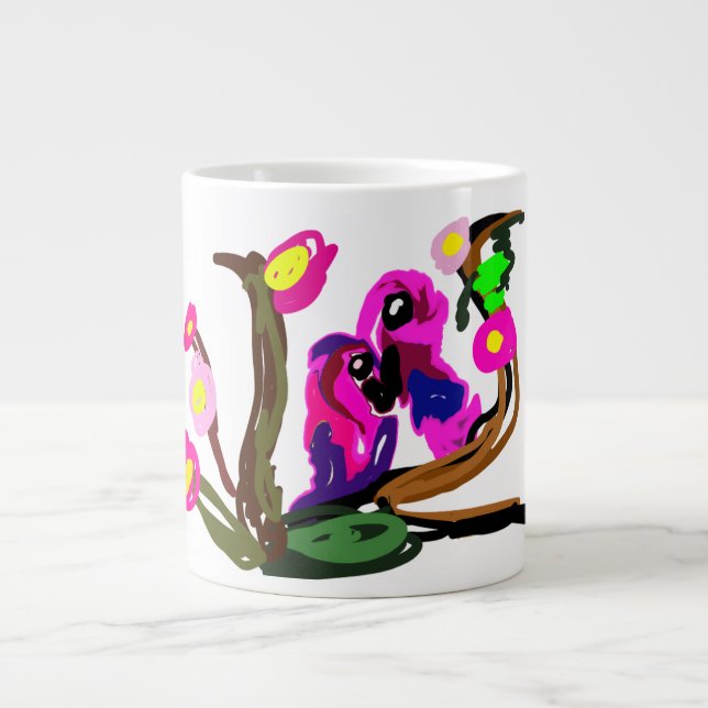 Grande Tasse Deux perroquets vivent  (Devant)
