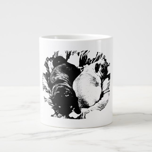 Grande Tasse Deux pug jumeaux en forme propre (Devant)