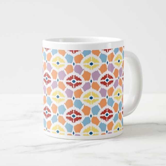 Grande Tasse Diamants colorés ikat géométrique (Devant droit)