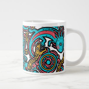 Grande Tasse Dieu aztèque Xolotl combattant l'art tribal de la