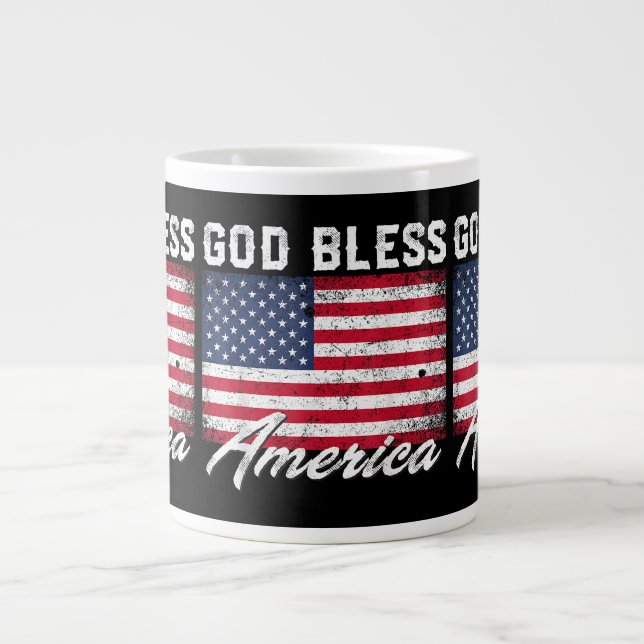 Grande Tasse Dieu bénisse l'Amérique USA Drapeau 4 juillet patr (Devant)