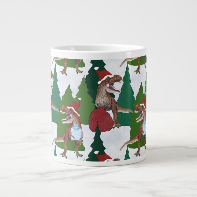 Grande Tasse Dinosaur Noël T-Rex Père Noël (Devant)