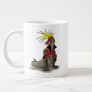 Grande Tasse Dinosaure Hadrosaurus Habillé Comme Un Punk.