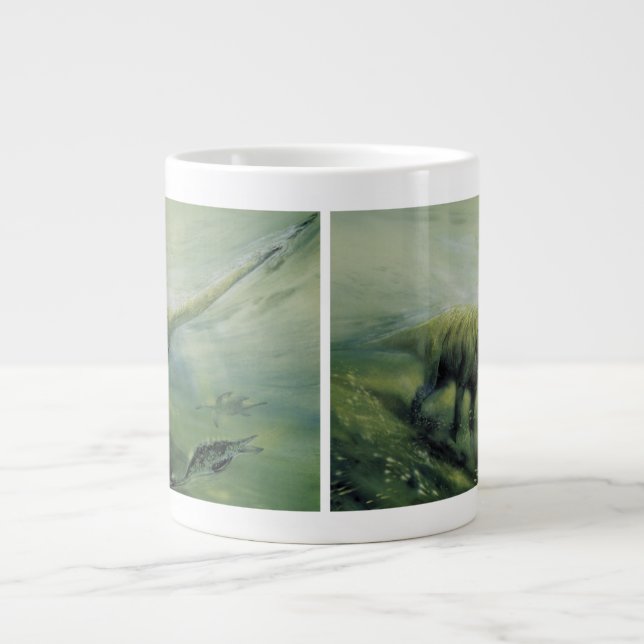 Grande Tasse Dinosaures Vintage, Brachiosaurus nageant dans l'o (Devant)