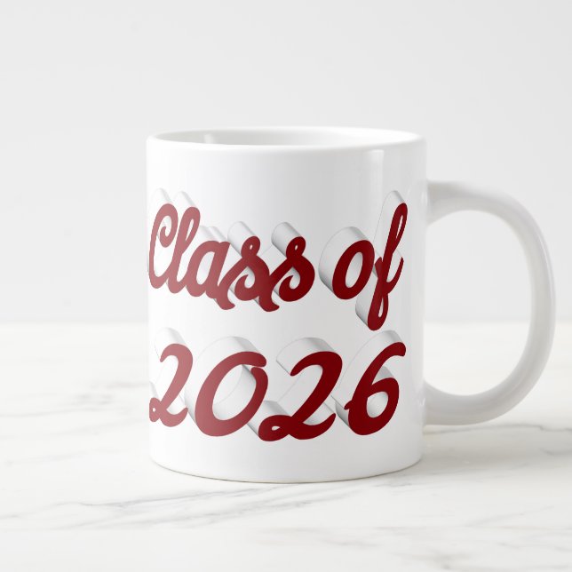 Grande Tasse Diplômé de 2026 écriture bordeaux de graduation (Droite)