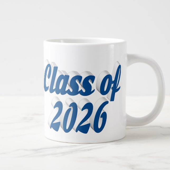 Grande Tasse Diplômé de la promotion 2026 texte bleu (Droite)