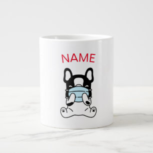 Grande Tasse do-it-yourself NOM CUTE FRANÇAIS BULLDOG PUPPÉ AVE
