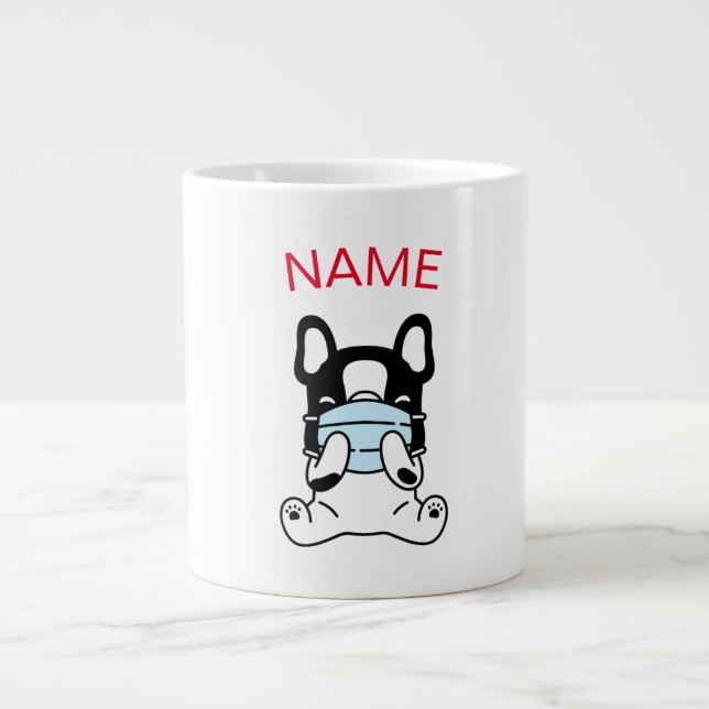 Grande Tasse do-it-yourself NOM CUTE FRANÇAIS BULLDOG PUPPÉ AVE (Devant)