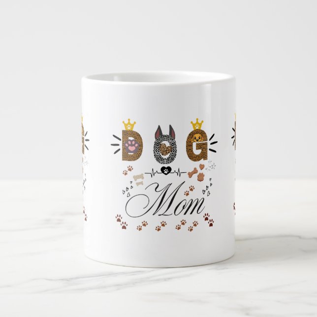 Grande Tasse Dog Mom Leopard Print Paw Design/Leopard Dog Mom (Devant)