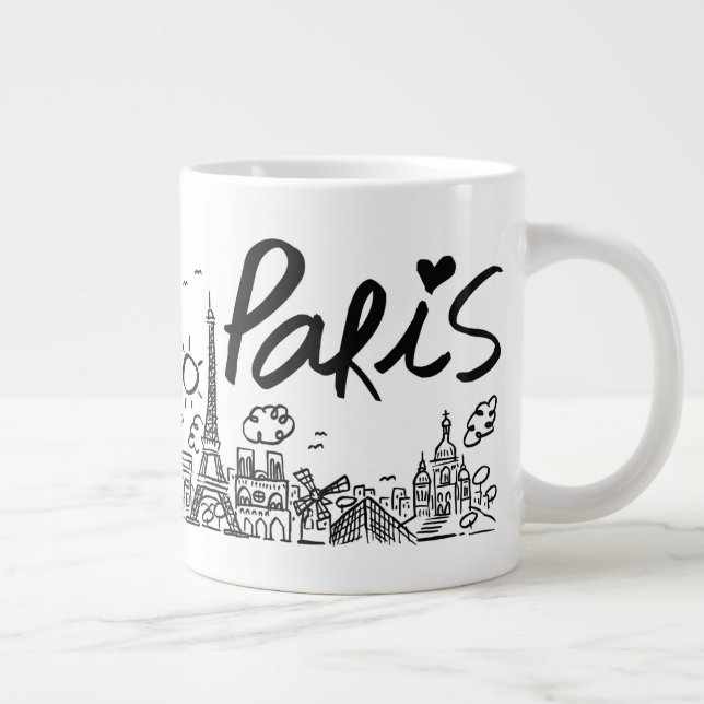 Grande Tasse Doodle de Paris City (Droite)