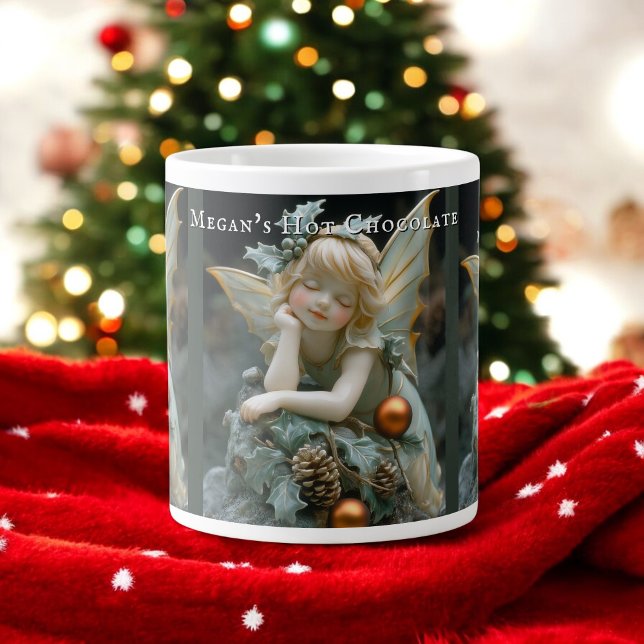 Grande Tasse Dormir Noël Fairy Holly Pinecones (Créateur téléchargé)