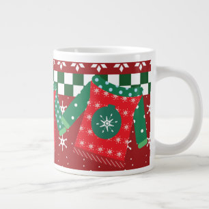 Grande Tasse Doux moche Motif Flocon de neige rouge vert
