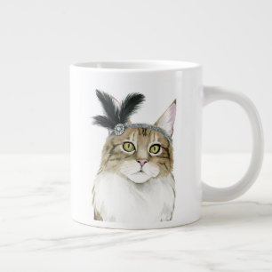 Grande Tasse Downton Cat   Orné De Plumes