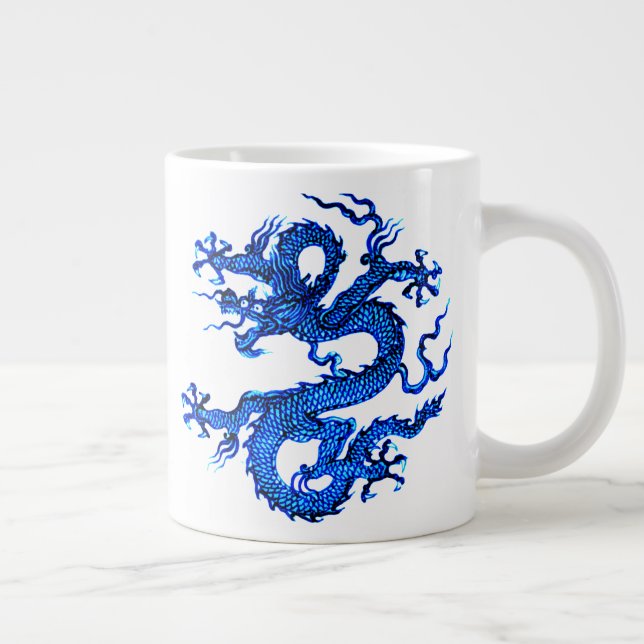 Grande Tasse Dragon chinois, bleu d'Indigo (Droite)