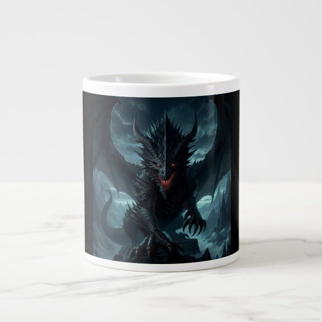 Grande Tasse Dragon sombre et médiéval (Devant)