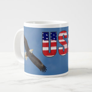 Grande Tasse Drapeau américain et aigle à tête blanche