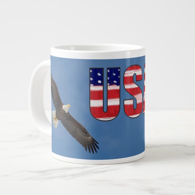 Grande Tasse Drapeau américain et aigle à tête blanche (Devant gauche)