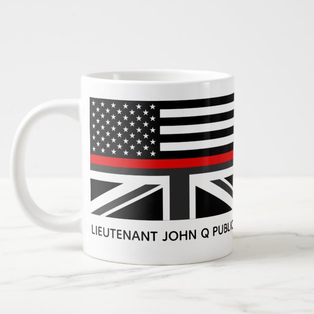 Grande Tasse Drapeau américain et britannique à ligne rouge fin (Gauche)