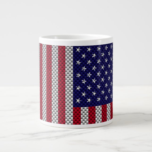 Grande Tasse Drapeau américain sur la fibre de carbone (Devant)