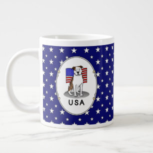 Grande Tasse Drapeau américain Taureau (lb brindle blanc 3)