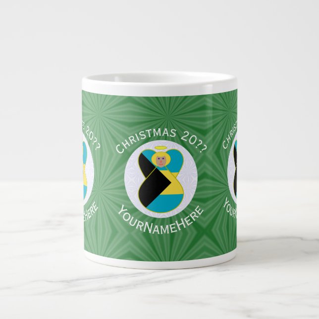 Grande Tasse Drapeau bahaméen Blonde Angel Noël personnalisé (Devant)