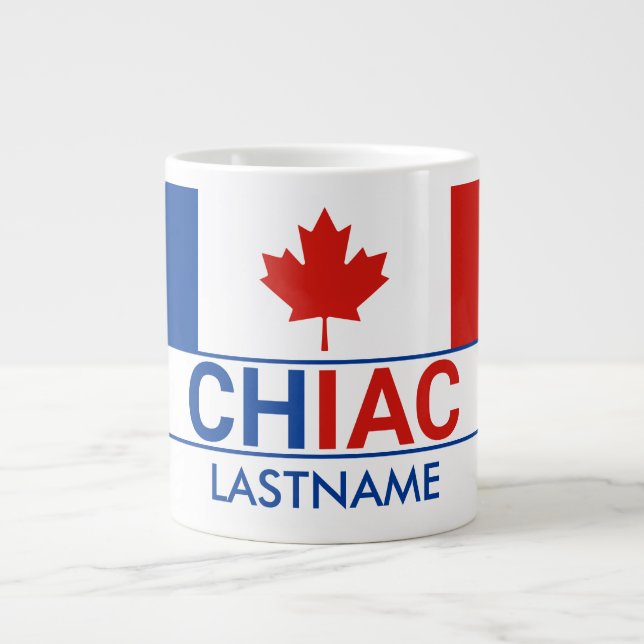 Grande Tasse Drapeau canadien acadien de Chiac Nom (Devant)