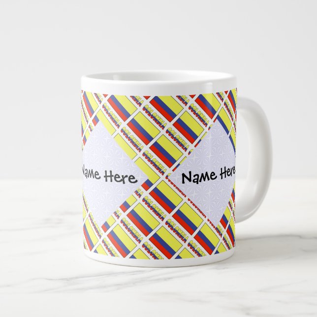 Grande Tasse Drapeau colombien et carrelé personnalisé (Devant droit)
