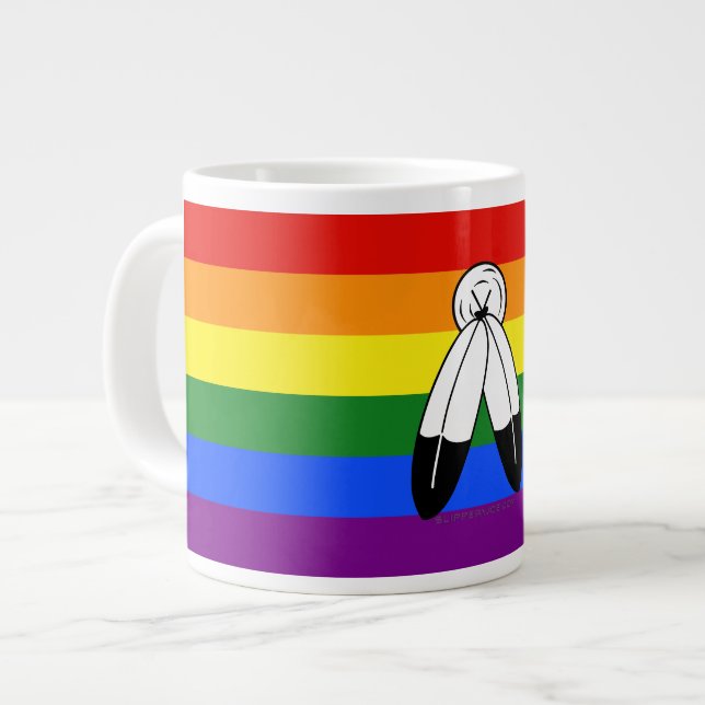 Grande Tasse Drapeau de fierté bispirituel de SlipperyJoe's sym (Devant gauche)