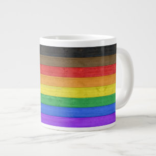 Grande Tasse Drapeau de fierté gay inclusif de SlipperyJoe text