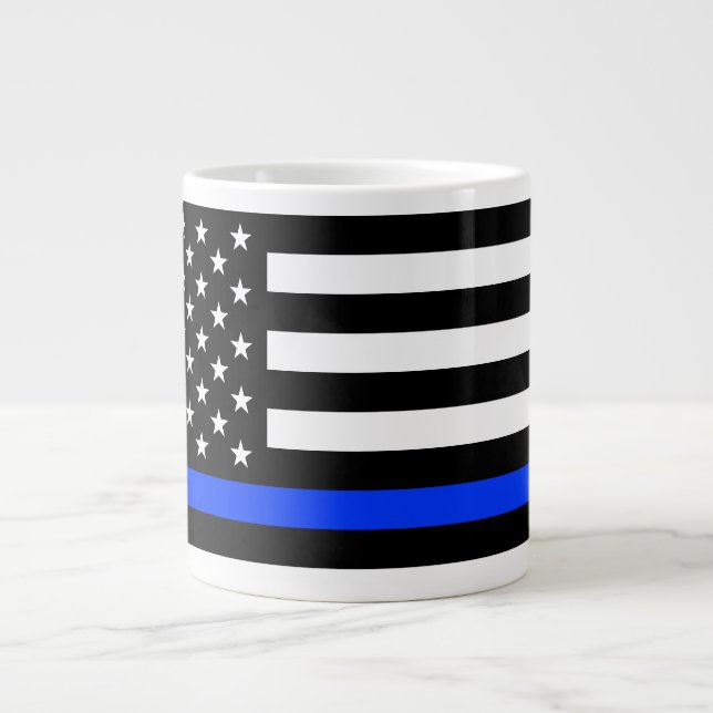 Grande Tasse Drapeau de la police Thin Blue Line (Devant)