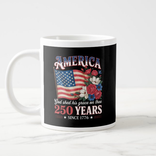 Grande Tasse Drapeau Floral 250 Ans d'Amérique (Gauche)