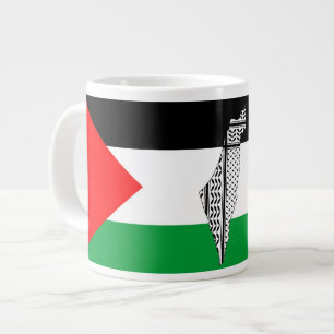 Grande Tasse Drapeau palestinien et carte avec Motif Keffiyeg