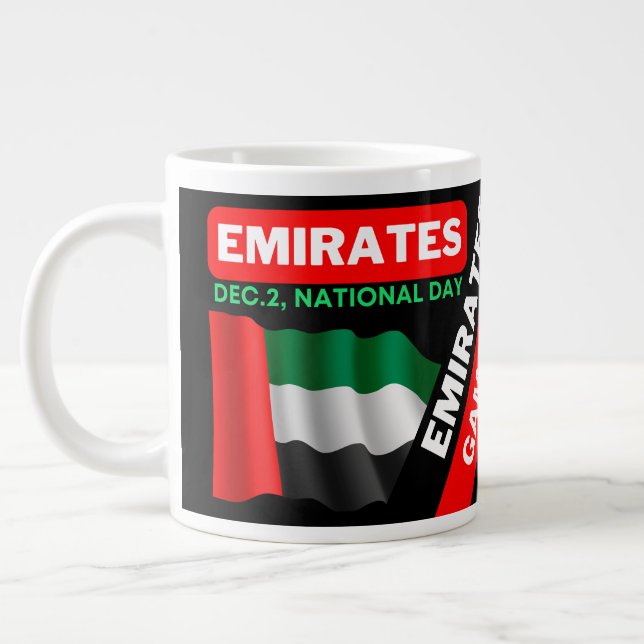 Grande Tasse Drapeau Personnalisé Patriotique Émirats Arabes Un (Gauche)