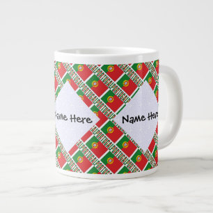 Grande Tasse Drapeau portugais personnalisé en mosaïque 