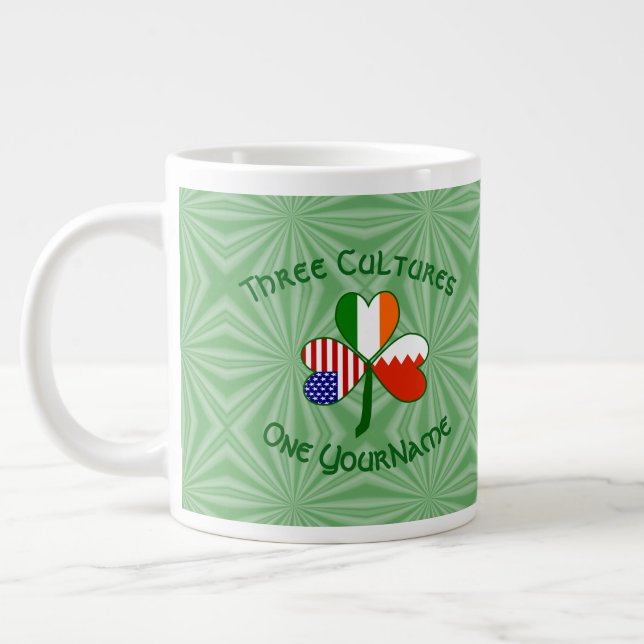Grande Tasse Drapeau Shamrock de Bahreïn Irlande USA Personnali (Gauche)