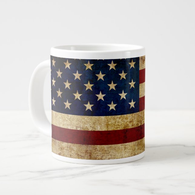 Grande Tasse Drapeau USA / Grunged (Devant gauche)