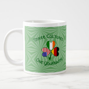 Grande Tasse Drapeaux américain irlandais allemand Trèfle Perso