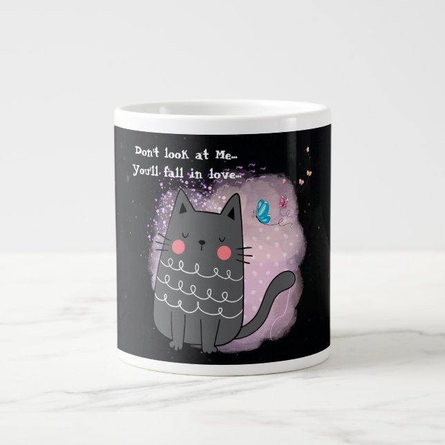 Grande Tasse Drôle Chat, Ne me regarde pas, Bouge de Spécialité (Devant)