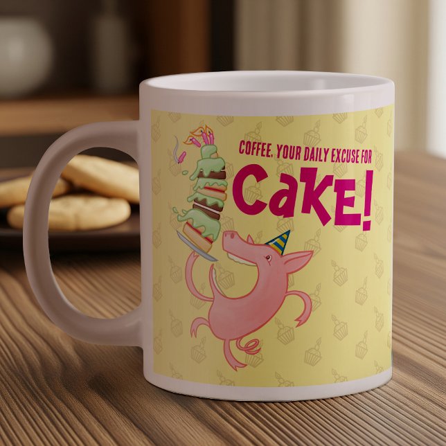 Grande Tasse Drôle Cochon Café Quotidien Excusez-Vous Pour Cart (Créateur téléchargé)