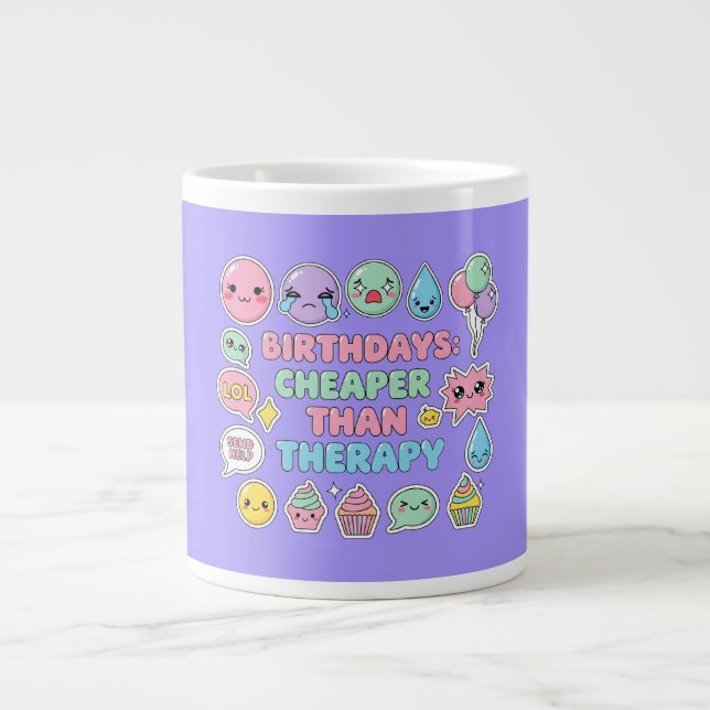 Grande Tasse Drôle Emoji Citation Anniversaire Graphique (Devant)