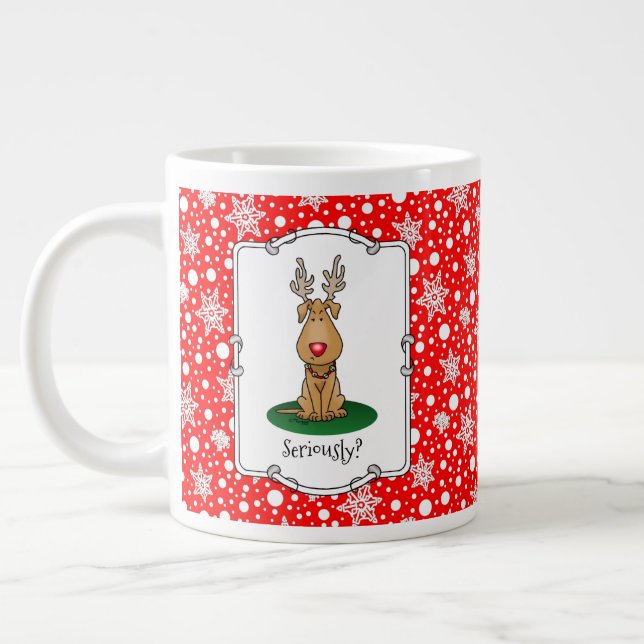 Grande Tasse Drôle Jingle Ce Chien Rinde Du Nez Rouge Mignonne (Gauche)