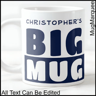 Grande Tasse Drôle Nom personnalisé Texte Deux tons Marine Big 