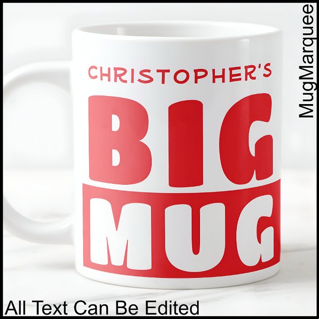 Grande Tasse Drôle Nom personnalisé Texte Deux Tons Rouge Big M (Créateur téléchargé)