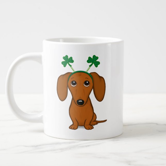 Grande Tasse Drôle Saint Patrick's Day Chien Dachshund Shamrock (Gauche)