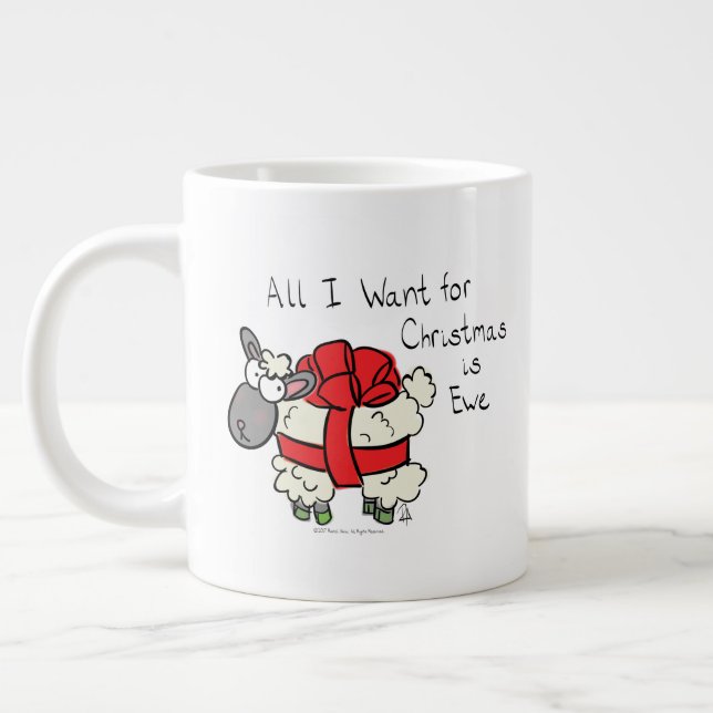 Grande Tasse Drôle Vacances Mignonne Mouton de Noël Carton (Gauche)
