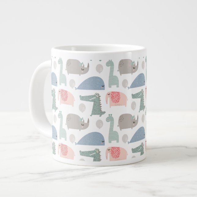 Grande Tasse Drôle Visage mignon Doodle Motif animal (Devant gauche)
