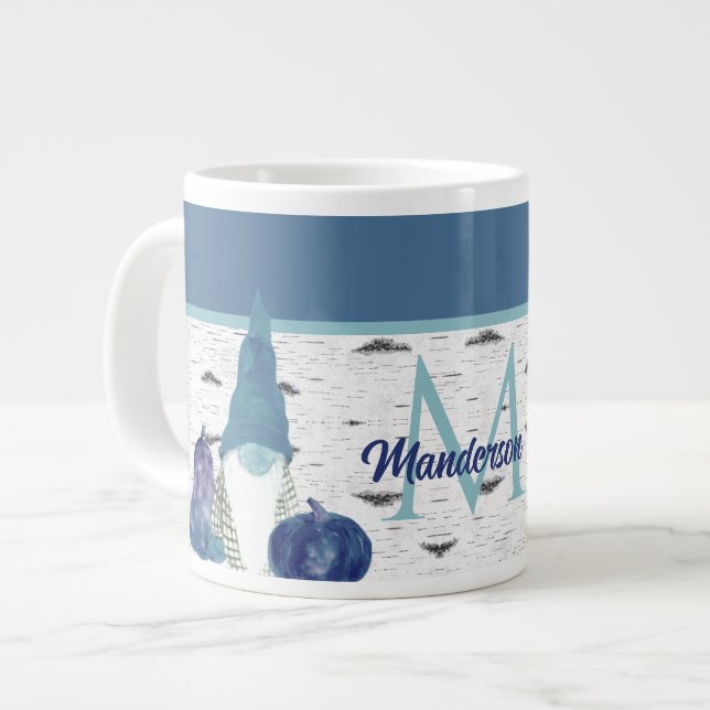 Grande Tasse Dusty Blue Citrouilles Gnomes Aspen Rustic House G (Devant gauche)