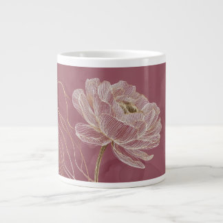 Grande Tasse Dusty Rose Gold Floral Line Art Elegant