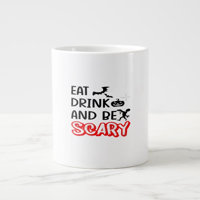 Grande Tasse Eat Drink And Be Scary Design Retro Classic (Devant)