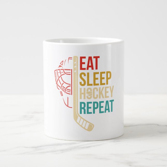Grande Tasse Eat Sleep Hockey Repeat Hockey (Devant)